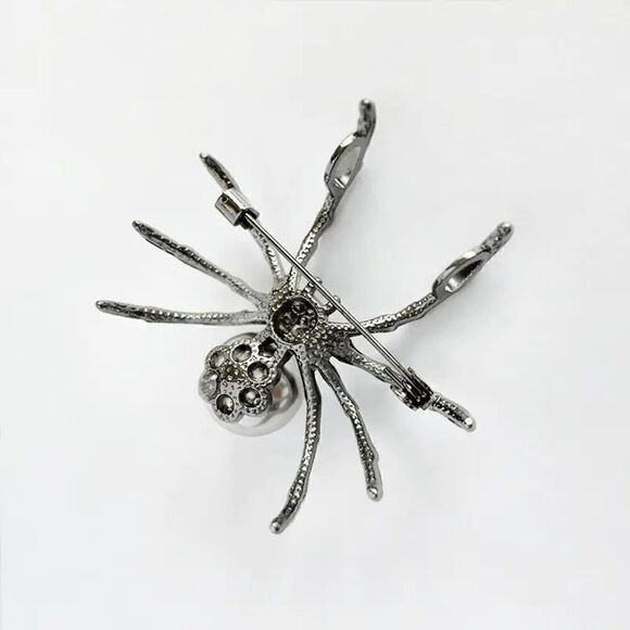 PEARL DIAMOND GOLD SPIDER BROOCH PIN - Picture 3 of 3